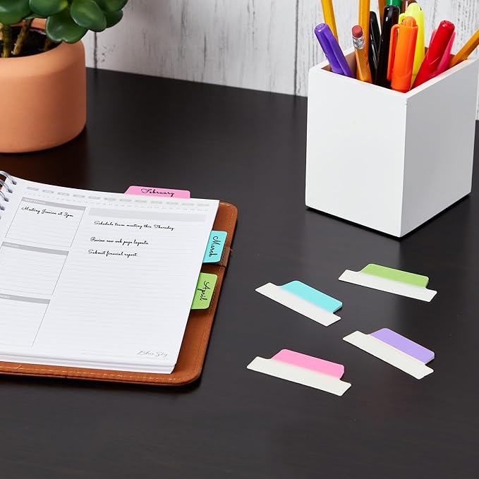 Avery Margin Ultra Tabs, 2.5" x 1", 2-Side Writable, Assorted Pastel Colors, 48 Repositionable Tabs (74867)