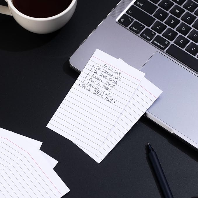 Vertical Ruled Index Cards 3 X 5 Flashcards Double Sided Lined Notecards Heavy Weight Ruled Checklist Card Thick Recipe Cards for Studying, School, Home and Office(White,200 Count)