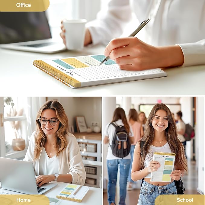 To Do List Notepad, To Do List Notebook for Work with 52 Undated Sheets, Daily To Do List Planner, Checklist Organizer Notebook for Office, Home and School- Yellow