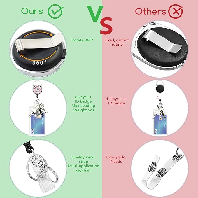 Rainbow Teacher Lanyards for Id Badges, Cute Badge Reel Heavy Duty with Carabiner Clip, Fashionable ID Badge Holder with Breakaway Lanyard, Teacher Nurse Office Christmas Gifts