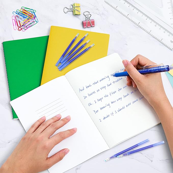 Vanstek 12 Blue Erasable Gel Pen Refills, Gel Ink Refills Compatible with FriXion & Friction Erasable Pens, Fine Point 0.7 mm, Perfect for Writing Planner & Crossword Puzzles
