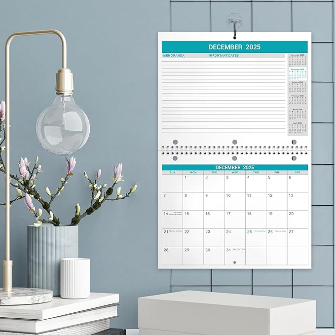 2025 Wall Calendar - 2 Pack Monthly Wall and Desk Calendars, 12 Months Calendar from Jan 2025 - Dec 2025, 11"x 8.5", Wall Calendar 2025
