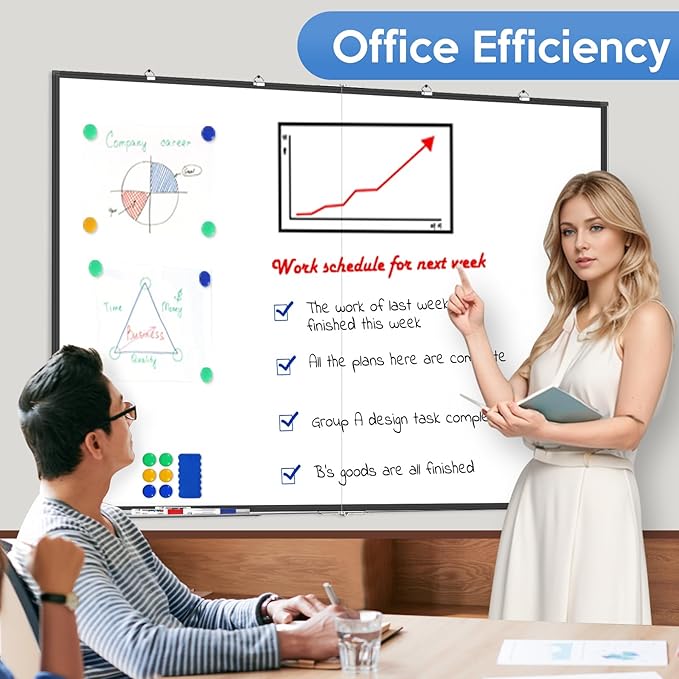 Big White Board, Double Magnetic White Board for Wall, Dry Erase Whiteboard with Calendar for Office Home & School (Black, 60x48 inch)