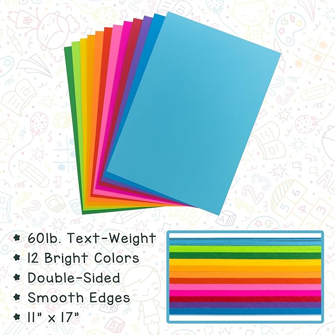 Hygloss Bright Orange Colored Paper - 24 lb, 89 GSM, Acid-Free, Fade-Resistant, 11x17-Inch Ledger Size Color Copy Paper, 90 Sheets