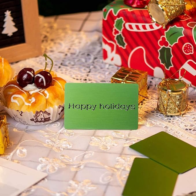 Thick Green Aluminum Metal Business Cards Anodized Aluminum 86 X 54 X 0.8mm 15 pcs Include Protector Sleeves(Frosted)