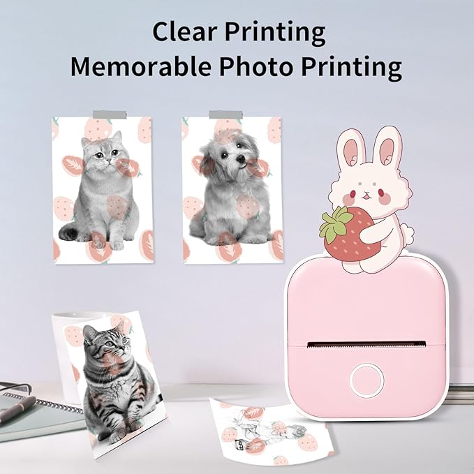 Strawberry Stickers for T02 Mini Printer - Strawberry Sticker Paper Works with T02/M02X/M02L Sticker Printer, Last for 10 Years, Ideal for Journal Photo Study Note, 50mmx3.5m, 3 Rolls