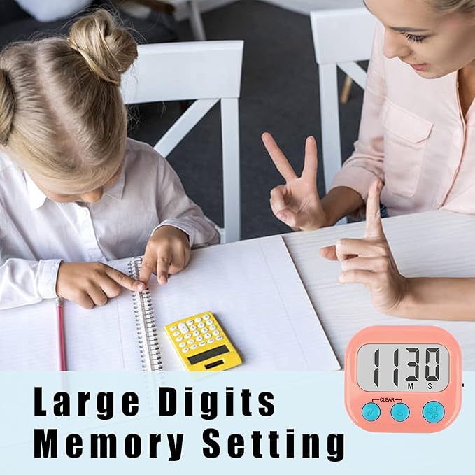 Classroom Timers for Teachers Kids Large Magnetic Digital Timer 4 Pack Blue Pink