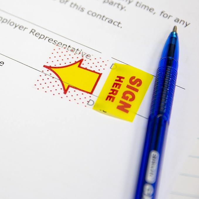 BAZIC Neon Page Markers Dispensers 1x1.7 Sign Here Neon Colored PET Arrow Flag Index Tabs, Page Bookmarks File Tab (50 Flags/Pack), 1-Pack