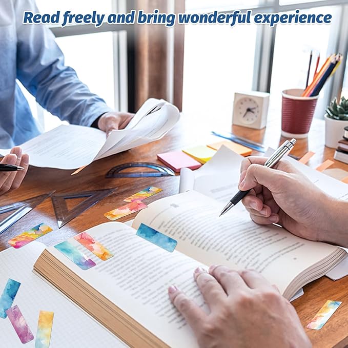 48 Pieces Magnetic Bookmarks Magnet Page Markers - Book Marks for Reading Women & Men with Storage Boxes - Cute Magnet Bookmark Clips for Reading Pleasure(Watercolor)