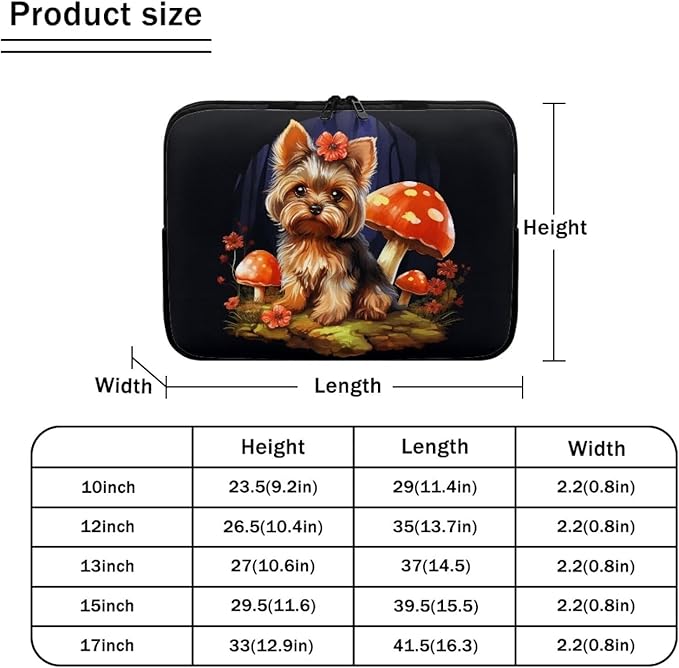 Cute Dog Laptop Sleeve Case for Women Men Mushroom Laptop Protector Durable Computer Sleeve 17 inch Suitable Gifts for Girls Boys Tablet Bag Laptop Accessories Black