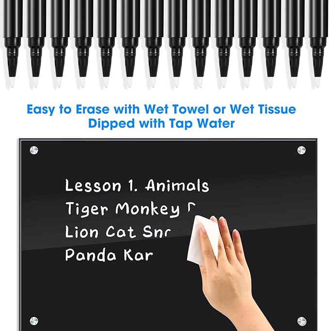 Liquid Chalk Markers White for Blackboard Wet Erase Marker for Black Glass Dry Erase Board Black Acrylic Planning Board Window Mirror Halloween Painting, 14 White Markers, 1mm Fine Tip, Easy Wet Erase