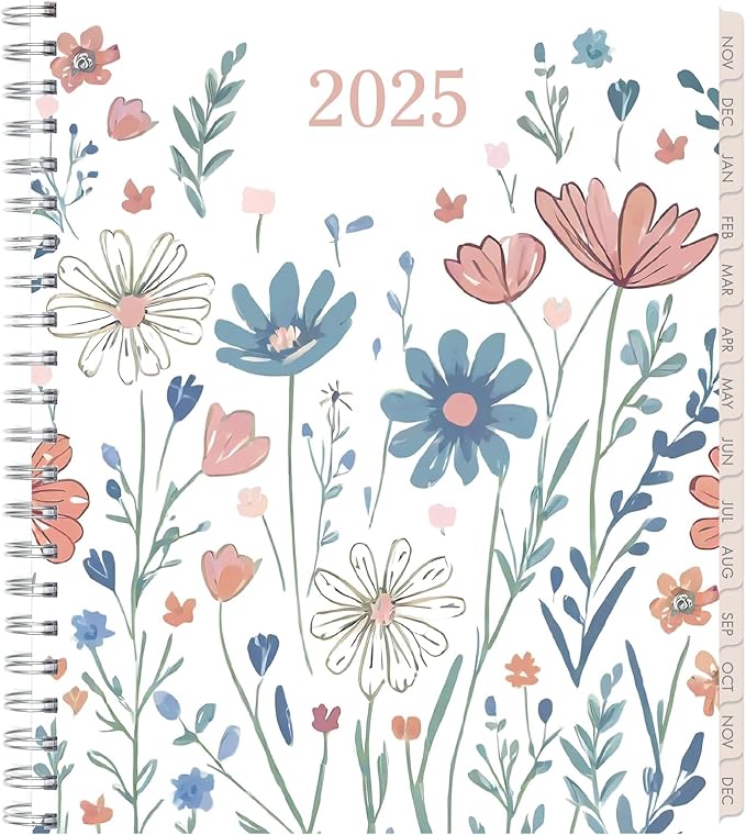 Essential PRO 2025 Daily, Weekly & Monthly Planner, 8.5"x11": 14 Months (Nov 2024 - Dec 2025) Monthly Tabs,Daily Tracking,Notes Pages,Storage Pocket,Bookmark w Sticky Notes (Colorful Botanicals)