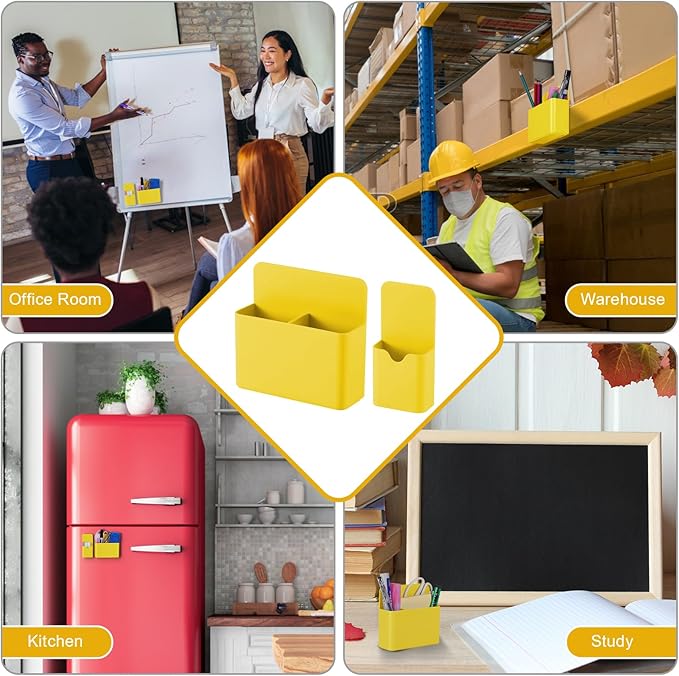 Magnetic Pen Holder,2 Pack Magnetic Dry Erase Marker Holder with Generous Compartments,Strong Magnet Storage Marker Pen Pencil Organizer for Refrigerator,Whiteboard,Locker Accessories