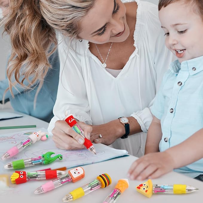 100Pcs Mini Multicolor Pens in One 4-in-1 Cute Pens Bulk for Kids, Ballpoint Pen for Birthdays and Children's Parties, Fun Pens Gifts Assorted Ink Kawaii Pens