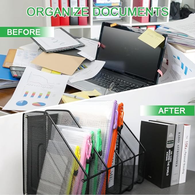 Umriox Zipper Bags, 6 Assorted Size (6 Colors, 12 Packs), Project Bags for Cross Stitch, Mesh Zipper Pouch for Office Supplies Travel Accessories and Board Games Storage