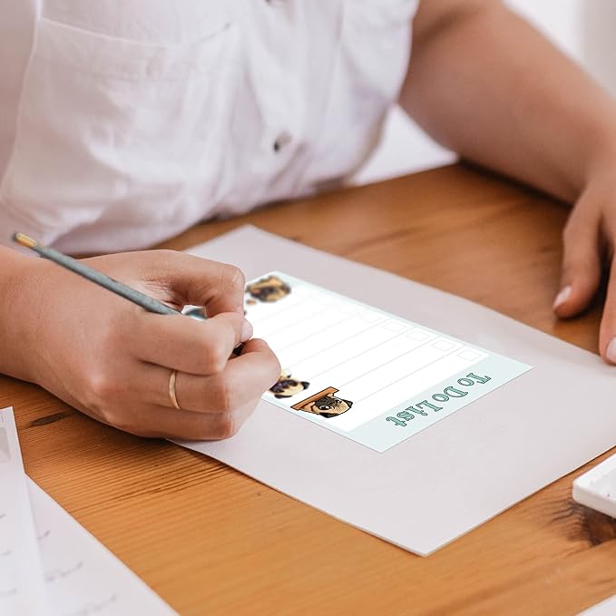 Kawaii Pug Puppies Sticky to Do List Notepad - Dog Sticky Notes Stationary School Office Supplies for Girls and Pug Mom | Pug Gifts for Pug Lovers | 4" x 6" 50 Pages