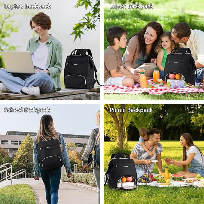 OIWAS Lunch Backpack for Women, 15.6 inch Laptop Backpack Insulated with USB Port for Men Travel Work Travel Picnics Hiking