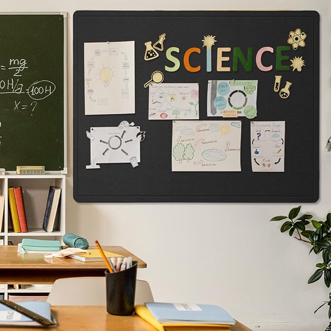 Large Bulletin Board, 60 x 48 inches Decorative Felt Pinboard, 5' x 4' Cork Board Alternative for Wall, Foldable Photo Board Self-Adhesive Vision Board Mood Board with 20 Pushpins - Black