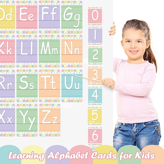 Bulletin Board Letters - ABC Alphabet Poster Classroom Decorating Set Toddler English Poster Kindergarten Elementary Classroom Nursery Home Wall Decoration(Soft Tones)