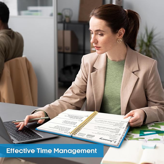 2026 Planner, Weekly and Monthly Calendar Planner, January 2026 - December 2026, Hardcover 2026 Calendar Planner Book with Tabs For Women & Men, Inner Pocket, Spiral Bound, Perfect for Office Home School Supplies - A4 (8.5" x 11"), Azure Blue