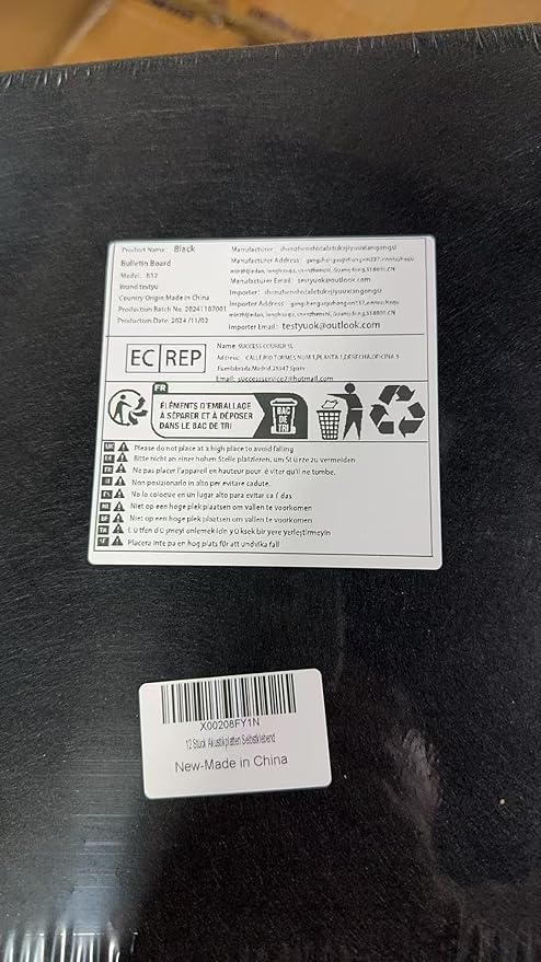 Cork Board 48 x 36, 12 Pack Bulletin Boards for Walls, Large Felt Wall Tiles with Pushpin, Noise Reduction Alternative Cork Board for Office Wall(Gray Black)