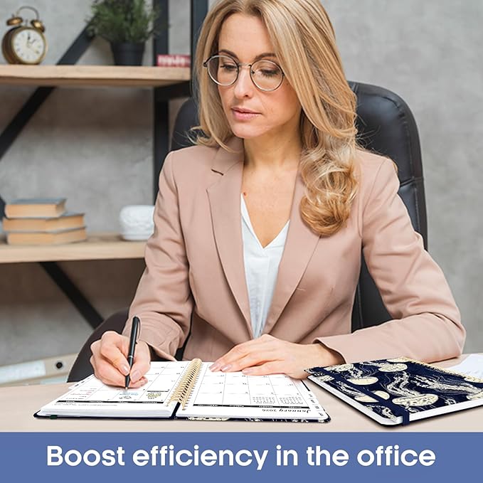 2026 Planner, Aesthetic Weekly and Monthly Planner for Women, Jan 2026 to Dec 2026, Hardcover 2026 Calendar Book with Monthly Tabs, Inner Pocket, Perfect for Office Home School - A5 (6.3" x 8.5"), Midnight Jellyfish