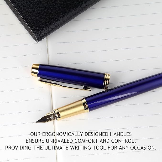 Fountain Pen, luxury pens, Fine point smooth writing pens for journaling fancy pens with Gift Case 10 black ink cartridges an ink converte nice pens writer gifts-Matte Green