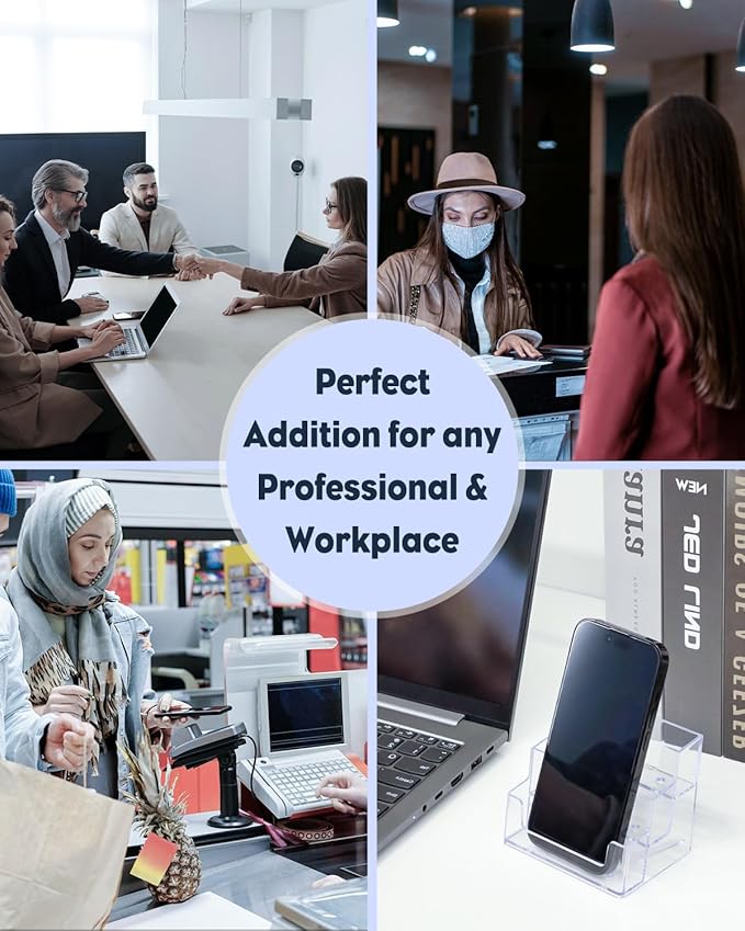 Uniclife 2 Pack Acrylic Business Card Holder for Desk 3 Slots Clear Business Card Display Stand for Men & Women Desktop Business Card Organizer Card Stand for Office Home Exhibition, 180 Card Capacity