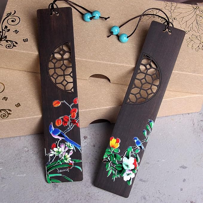 Wooden Bookmark Engraved Book Mark Vintage Style Best Unique Gifts Set for Book Lovers,Women,Men,Teacher,Birthday Present