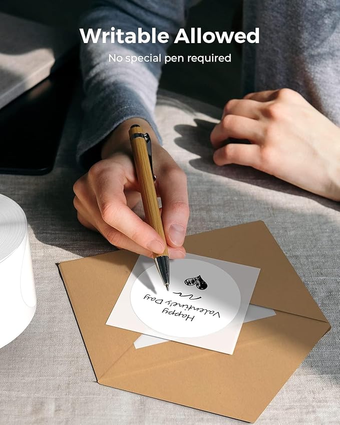 MUNBYN 3 Inch White Circle Thermal Sticker Labels, Multi-Purpose Self-Adhesive Round Thermal Stickers for Business, Inventory Labels, 500 Sheets/1 Roll