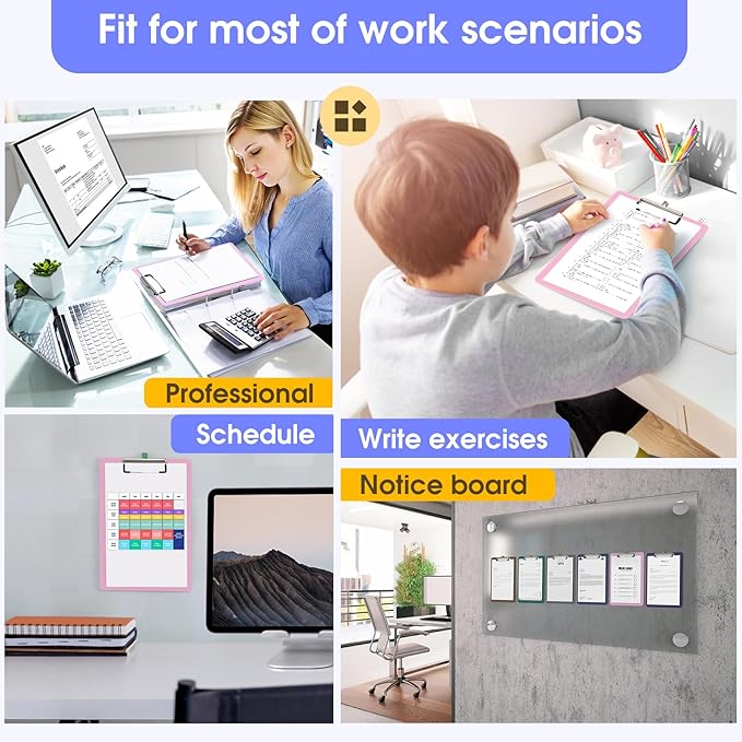 Plastic Clipboards 2 Pack, A4 Blues Clip Board 8.5x11 for Classroom, Students, Kid, Woman, Size 9" x 12.5" with Low Profile Clip, Office & School Supply