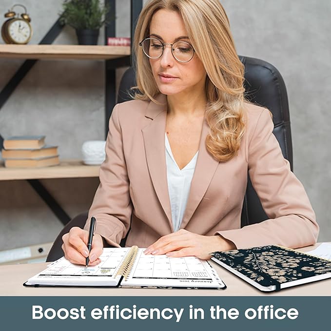 2026 Planner, Aesthetic Weekly and Monthly Planner for Women, Jan 2026 to Dec 2026, Hardcover 2026 Calendar Book with Monthly Tabs, Inner Pocket, Perfect for Office Home School - A5 (6.3" x 8.5"), Cream Petals