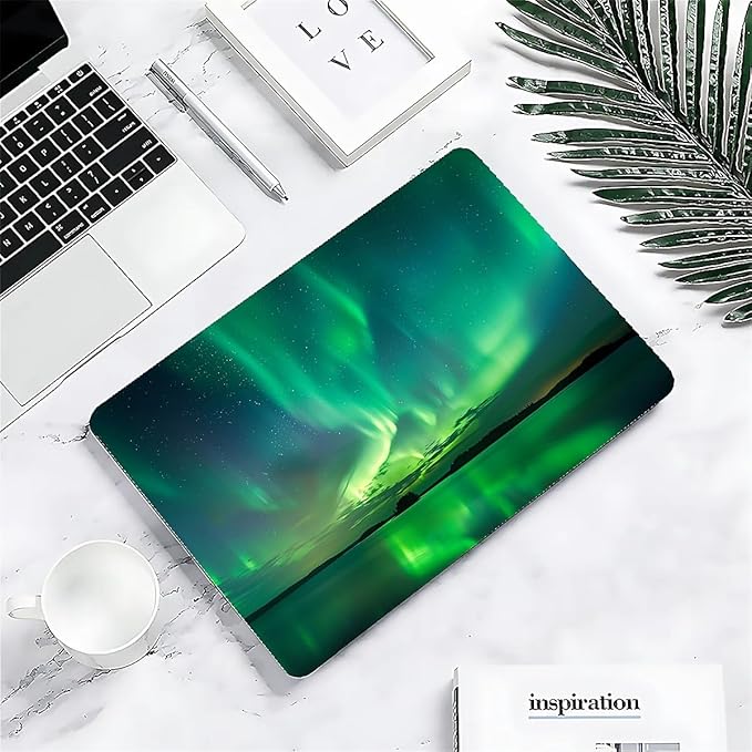 Compatible with MacBook Air 13.6 Inch Case 2024 2023 2022 Release Model A3113 M3 A2681 M2, Iceland Green Aurora Hard Plastic Shell Cover Case