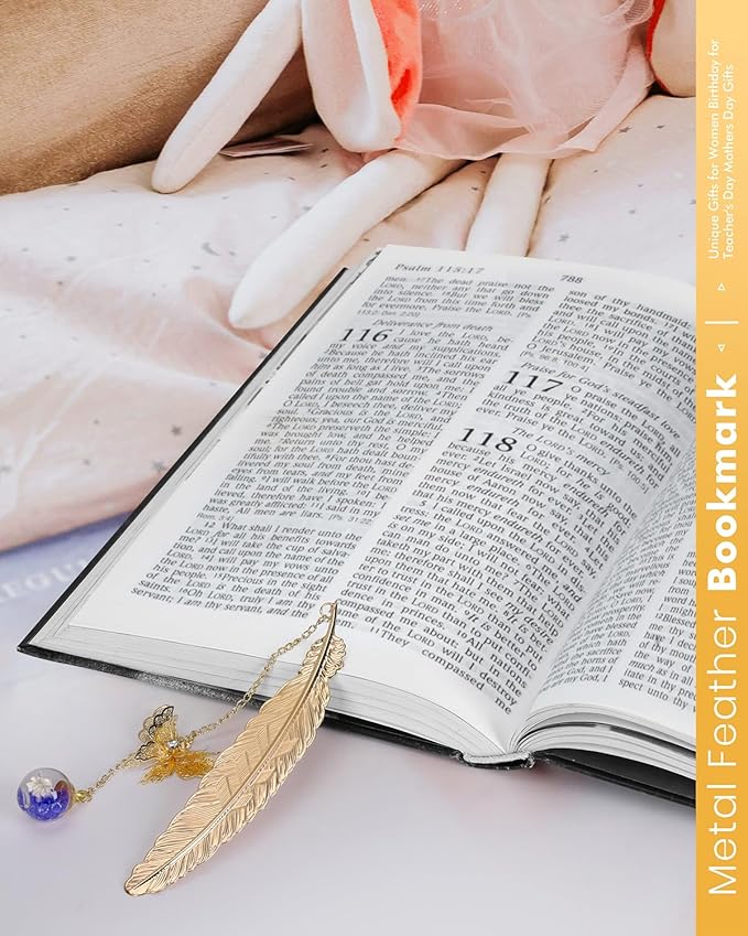 Bookmark Christmas Stocking Stuffers for Women: Teacher Gifts for Readers Book Lovers Metal Feather Bookmarks for Teens Coworker, Butterfly Book Mark Unique Birthday Reading Gift for Mom Friend Sister