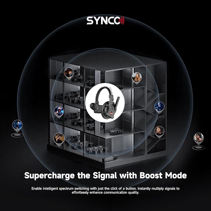 SYNCO XTalk XPro2 X2 2.4GHz Wireless Intercom Headset System Microphone Random Master Device 500m/1640FT Operating Range Real-time Monitoring for Movie Shooting, Live Show, Stage Performance (2Pcs)