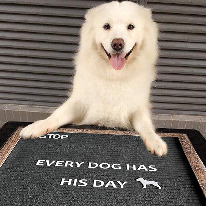 Felt Letter Board with Rustic Vintage Frame and Stand 12x16 inch, Dark Grey Changeable Letter and Message Board Includes 792 Letters, Numbers and Symbols, Hook to Hang, 2 Canvas Bags