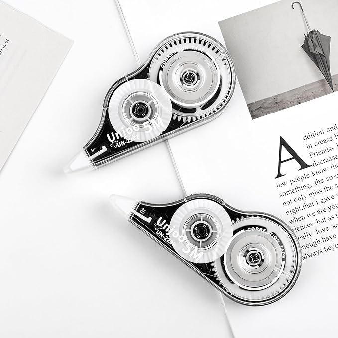 Correction Tape, Easy To Use Applicator for Instant Corrections, For school, Office (12pack, 5M/196" x 0.2", White)