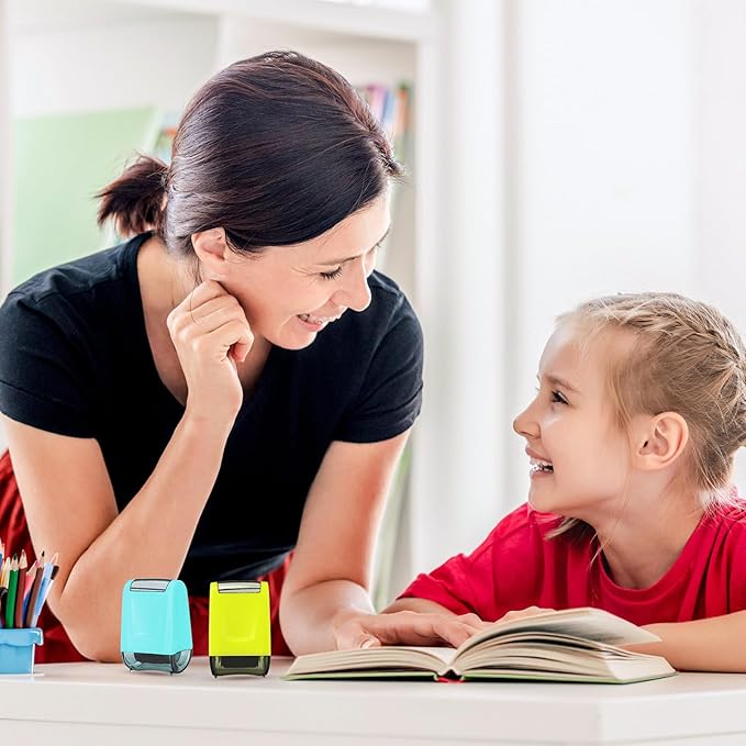 Sherr 2 Handwriting Line Stamp Roller Dashed Handwriting Lines Practice Roller Stamp for Kids, Teachers Kindergarten Education Classroom Back to School Need(2.72 x 2.44 x 1.54 Inch,Green,Light Blue)