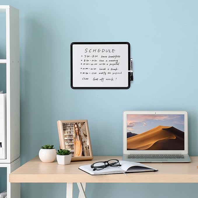 Mr. Pen- Dry Erase Board, 14” X 11” with a Black Dry Erase Marker, Black Frame, Small White Board, Small Dry Erase Board for Fridge, Dry Erase Board Small