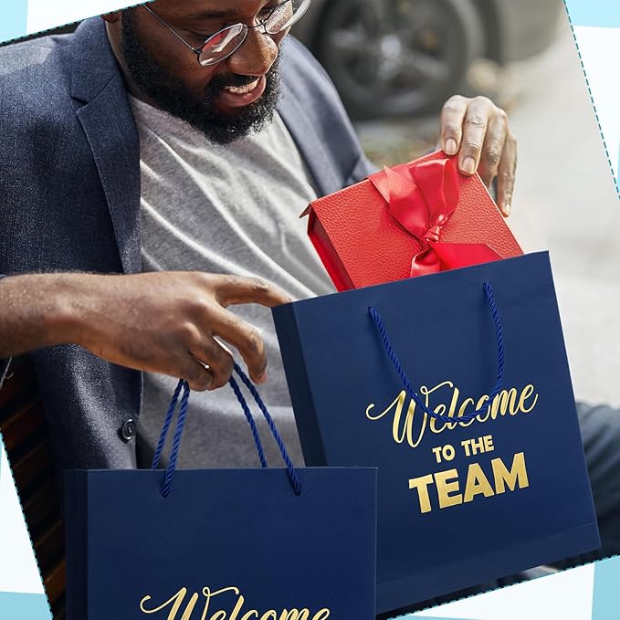 SaieGlossy New Employee Welcome to The Team Gift Sets Notebook and Pen Welcome to The Team Box Employee Appreciation Gift Sets for New Office Worker(Blue)