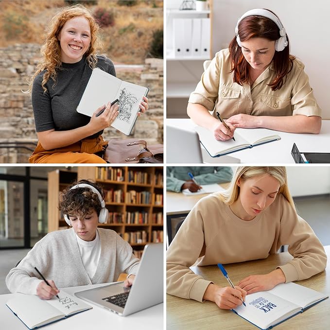 A5 Lined Journal Notebook - 100 GSM Thick Paper, Hardcover Journaling Notebook for Writing, Work, Travel, College Ruled Journal for Women Men, PU Leather Note Book, 5.5”x8.3”- Night Sky Blue