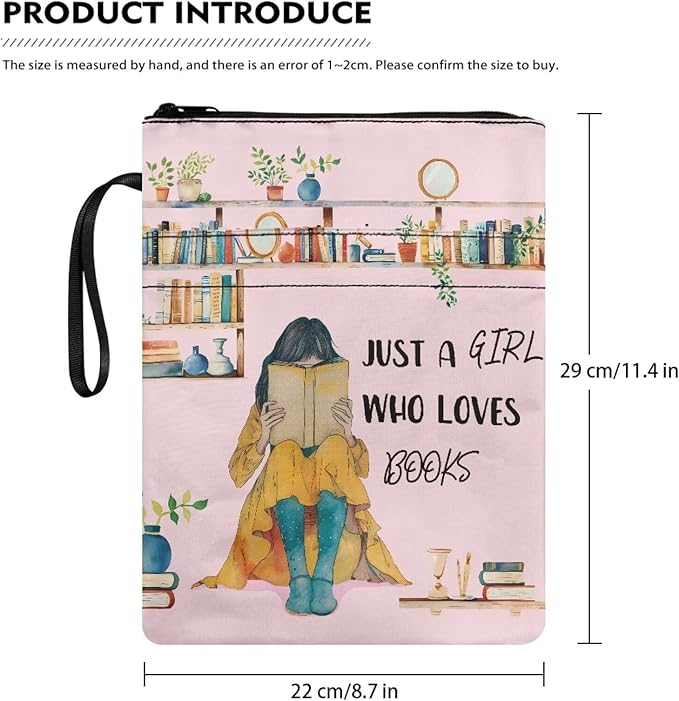 COEQINE 9x11 Book Covers for Paperbacks Pink,Just Girls Who Like Books Cute Cartoon Girls Print Teens Girls Book Protection Book Sleeves with Pen Sleeves