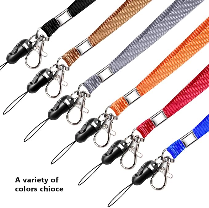 6 Pack Neck Lanyard with ID Badge Holder, Office Strap Lanyards, Stainless Metal Swivel Hook for Name Tag, Badge Holders, Keychains, Card, Black