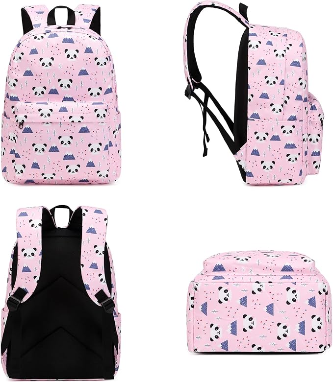 Panda School Backpack for Teens Girls, Womens College Bookbags Kids School Bags Laptop Backpacks (Pink)