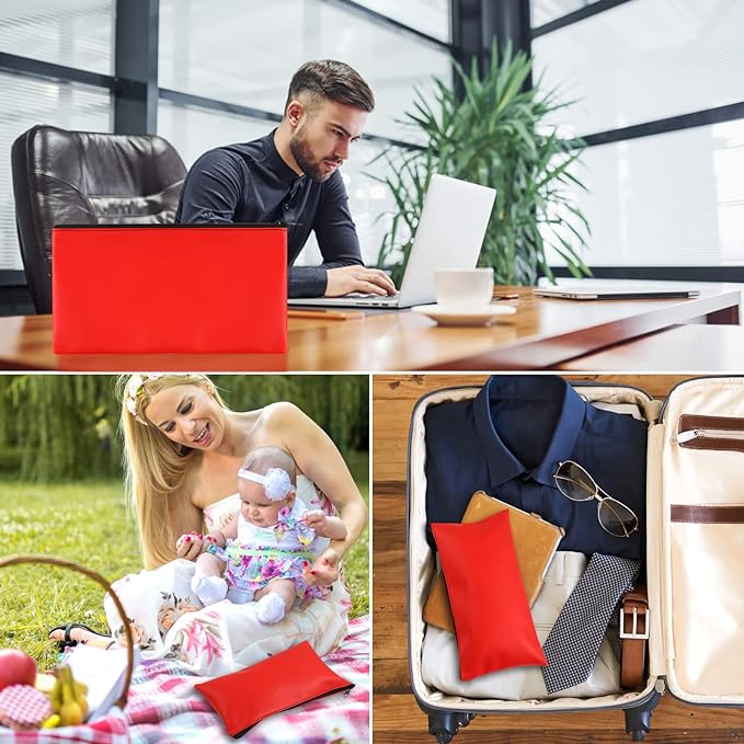 2 Pieces Money Bags with Zipper, 11x6.1 inch Money Pouch, Bank Bag, Cash Bag, Check Wallet, Cosmetics(Red)