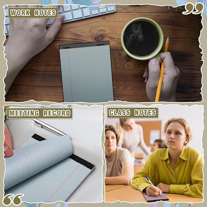 Lincia 24 Pcs 4" x 6" Legal Pad Writing Notepads Small Legal Pad College Ruled 30 Sheets Multiple Color Lined Note for Work 80 Gsm Paper for Grocery List Shopping List (Classic Color)