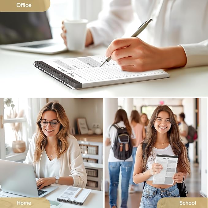 To Do List Notepad - To Do List Notebook for Work with 52 Undated Sheets - Daily Planner Notepad - Checklist Organizer Notebook for Office Desk Accessories, Home and School- Black