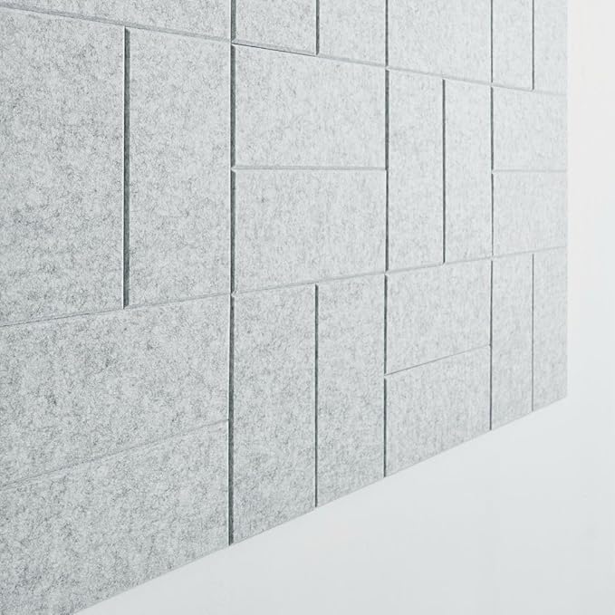 Large Cork Board for Office -Pack of 24- Black Felt Board Alternative - Felt Bulletin Board Tiles for Office Wall Decor, Push pin Board Wall Organizer for Office (Marble White)