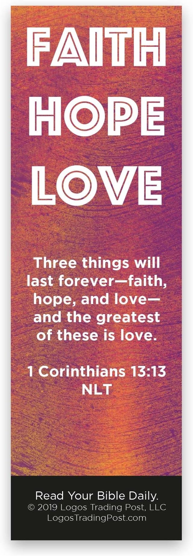 Faith Hope Love, 1 Corinthians 13:13, Bulk Pack of 25 Christian Bookmarks for Kids, Childrens Bible Verse Book Markers, Sunday School Prizes with Memory Verses, Scripture Gifts for Kids & Youth