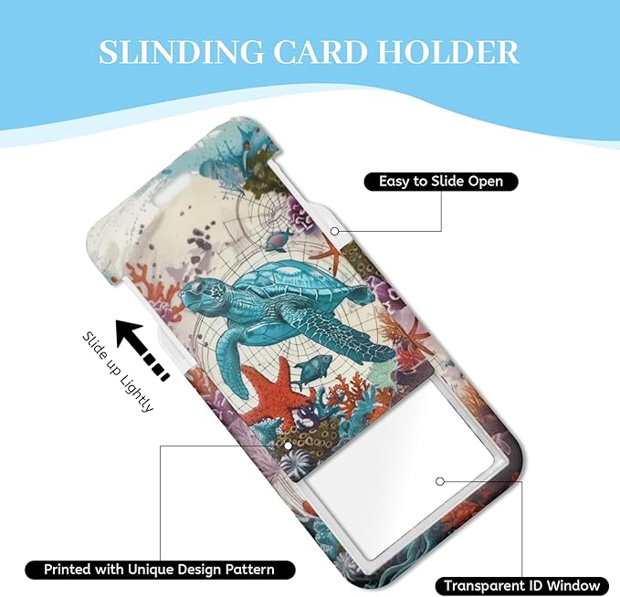 Lanyards for Id Badges, Sea Turtle Badge Holder with Retractable Reel Clip, Work Name Tags Keychain Lanyard ID Card Protector Cover Case for Women Teacher Nurse Nursing Doctor Office